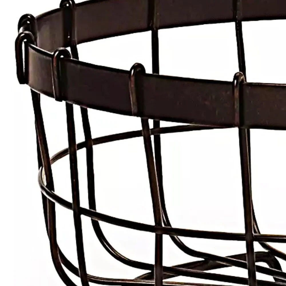 Rustic Farmhouse Hanging Fruit Basket – Metal Kitchen Storage Centerpiece